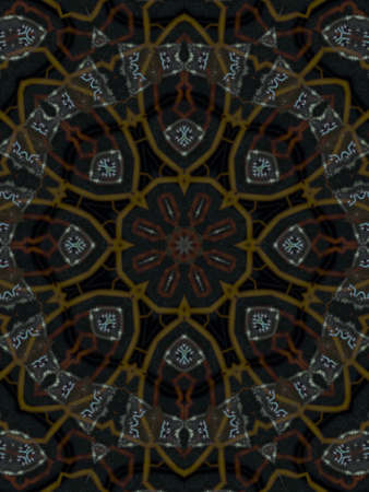 Brown Ethnic pattern. Abstract kaleidoscope fabric design.