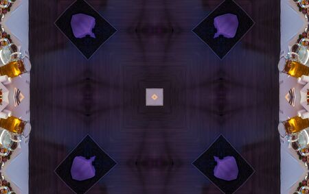 Abstract kaleidoscopic texture or background pattern design, purple colorの写真素材
