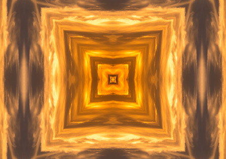 Pattern of Macro marigold orange flower, kaleidoscopeの写真素材