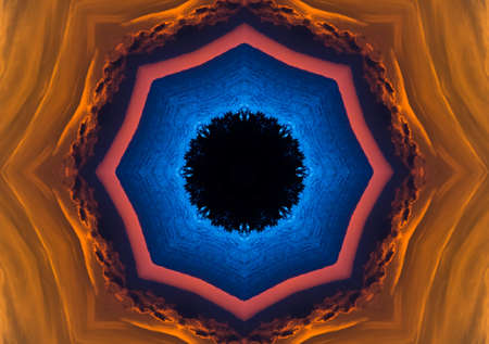 Abstract red and yellow kaleidoscope seamless patternの写真素材