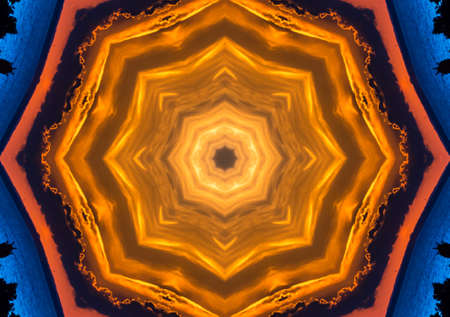 Abstract red and yellow kaleidoscope seamless pattern