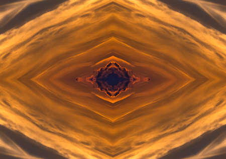 Abstract red and yellow kaleidoscope seamless patternの写真素材