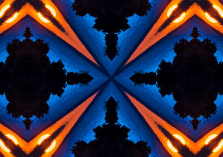 Abstract red and yellow kaleidoscope seamless patternの写真素材