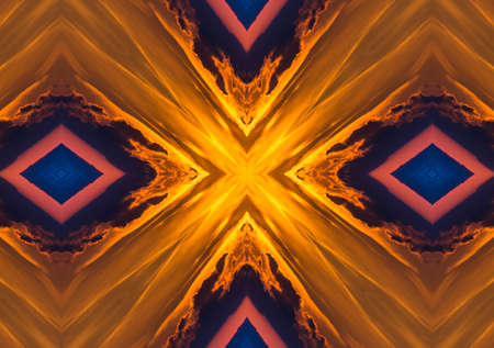 Abstract red and yellow kaleidoscope seamless pattern