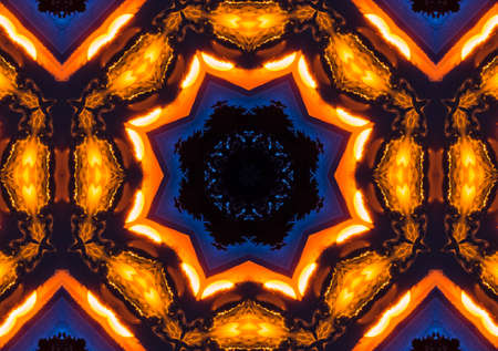 Abstract red and yellow kaleidoscope seamless patternの写真素材