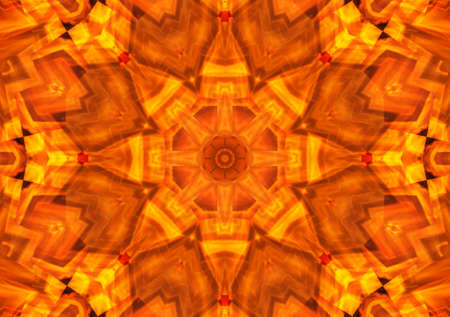Abstract red and yellow kaleidoscope seamless patternの写真素材