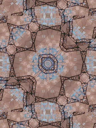 Brown Ethnic pattern. Abstract kaleidoscope fabric design.