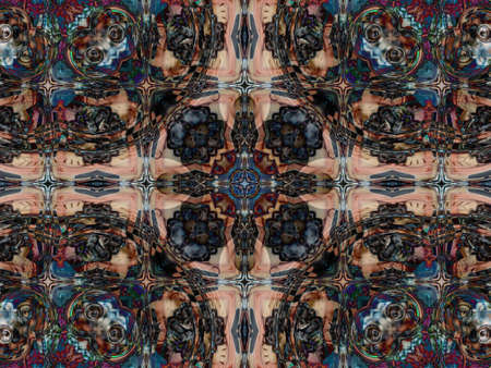 Brown Ethnic pattern. Abstract kaleidoscope fabric design.