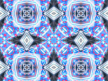 blue abstract kaleidoscope seamless background pattern, starの写真素材