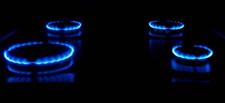 Gas burning from a kitchen gas stove 4k