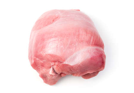 Meat, pork tenderloin on a white background. Grocery background. The concept of food.の写真素材