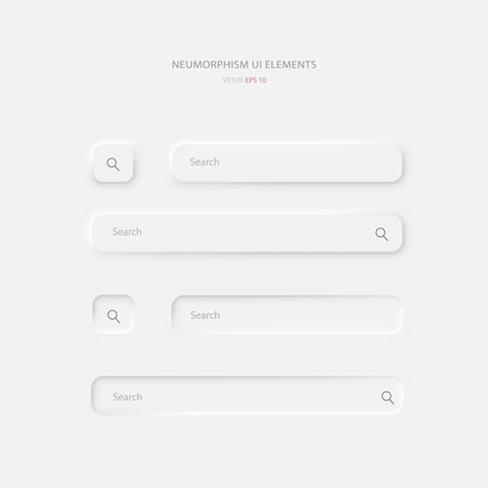 A set of search strings on a light gray background. User Interface Components In A Simple, Non-Amorphous Style For Applications, Websites, Interfaces. Vector illustrationのイラスト素材