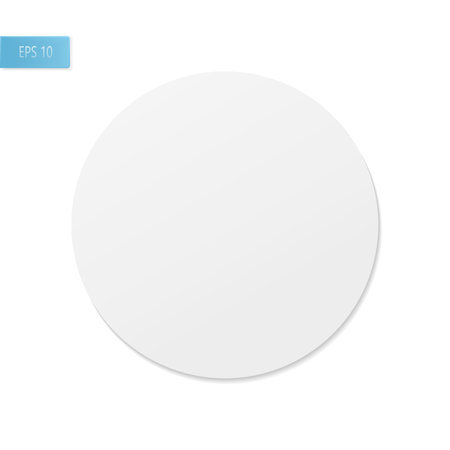 Paper round realistic sticker on a white background. Round sheet for notes. Realistic advertising tag. Vector illustrationのイラスト素材