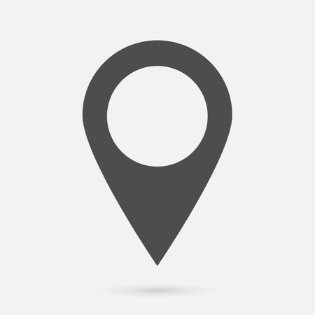Geolocation icon on a gray background. Linear pin code icons of the geolocation map. Vector illustration.のイラスト素材