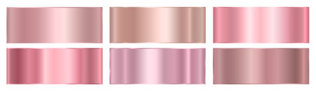 A set of pink glossy metallic gradients. Metallic gradient effects for the design of text and bulletin boards, infographics. Metal banner. Vector EPS 10.のイラスト素材