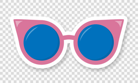 Pink sunglasses on a transparent background. A sticker with glasses. Retro hippie style. Vector EPS 10.のイラスト素材