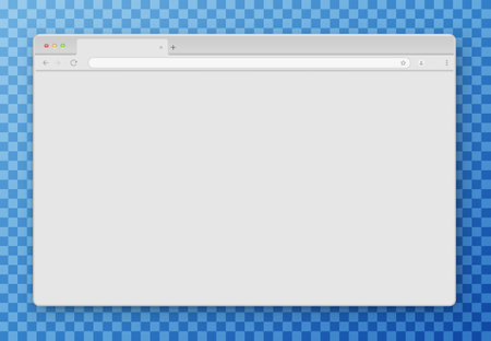 Browser window. Realistic gray empty browser window with toolbar, search bar and shadow on transparent background. Vector illustration.のイラスト素材