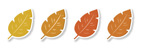 A set of autumn leaf stickers on a white background. The symbol of autumn. Vector illustration.のイラスト素材