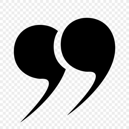 The round quotation marks icons are black on a transparent background. Quotes, isolated vector icons in the form of commas. Vector EPS 10.のイラスト素材
