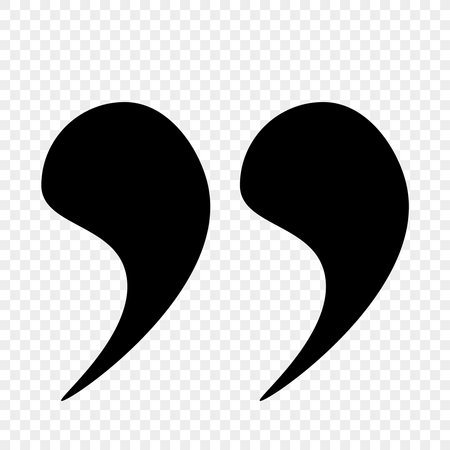 The quotation mark icons are black on a transparent background. A speech bubble in the chat, a check mark or a checkbox, and quote icons in the comments. A set of linear icons. Vector EPS 10.のイラスト素材