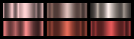 A set of terracotta, beige and silver gradients on a black background. Metallic gradient effects for text and infographic design. Vector illustration.のイラスト素材