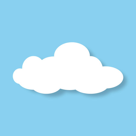 The silhouette of a fluffy cloud with a shadow on a blue background. Design elements for weather forecasting, web interface, or cloud-based data storage applications. Vector EPS 10.のイラスト素材