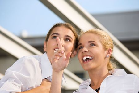 contractors in a front of building siteの写真素材