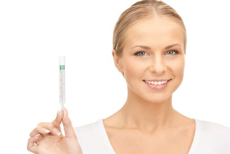 picture of attractive female doctor with thermometerの写真素材
