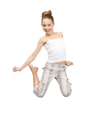 bright picture of happy jumping teenage girl