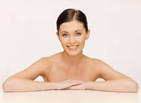 bright closeup portrait picture of beautiful woman