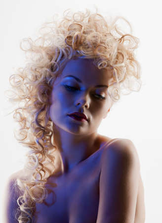 bright picture of beautiful woman with long hairの写真素材