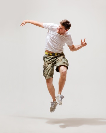 picture of male dancer jumping in the airの写真素材