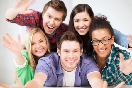 education concept - group of students at school education concept - group of students at school