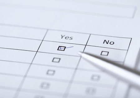business, education and interview concept - yes or no questionnaire or form