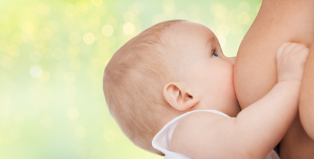 close up of breastfeeding babyの写真素材