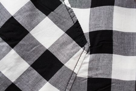 close up of checkered clothing item with pocketの写真素材