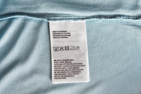 label with users manual of clothing item