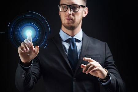 close up of businessman with virtual projection