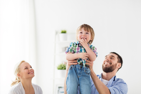 happy family at homeの写真素材