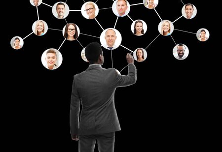 businessman working with network contacts icons
