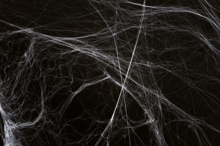 halloween decoration of spider web over blackの写真素材