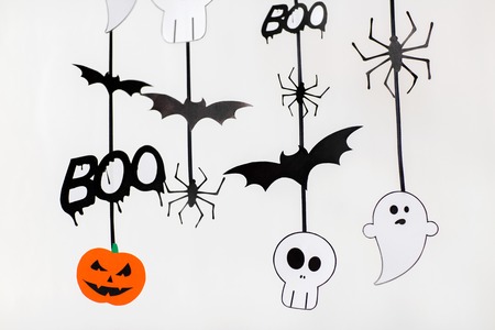 halloween party paper garlands or decorationsの写真素材