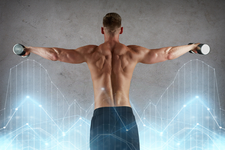 man with dumbbells exercisingの写真素材