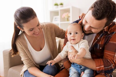 happy family with baby at home