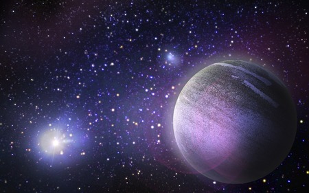 skyscape and astronomy concept - planet and stars in space