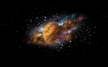 planet and stars in space