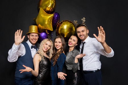 friends at christmas or new year partyの写真素材