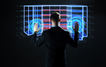 businessman with virtual construction projectの写真素材