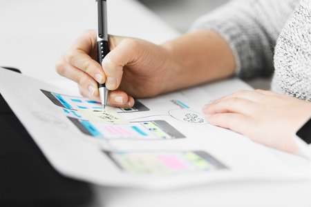 web designer working on user interface wireframe