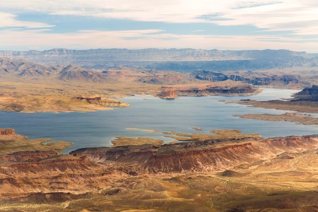 aerial view of grand canyon and lake meadの写真素材